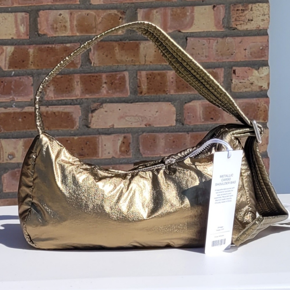 Baggu Metallic Brass Small Cargo Shoulder Bag - Picture 3 of 8